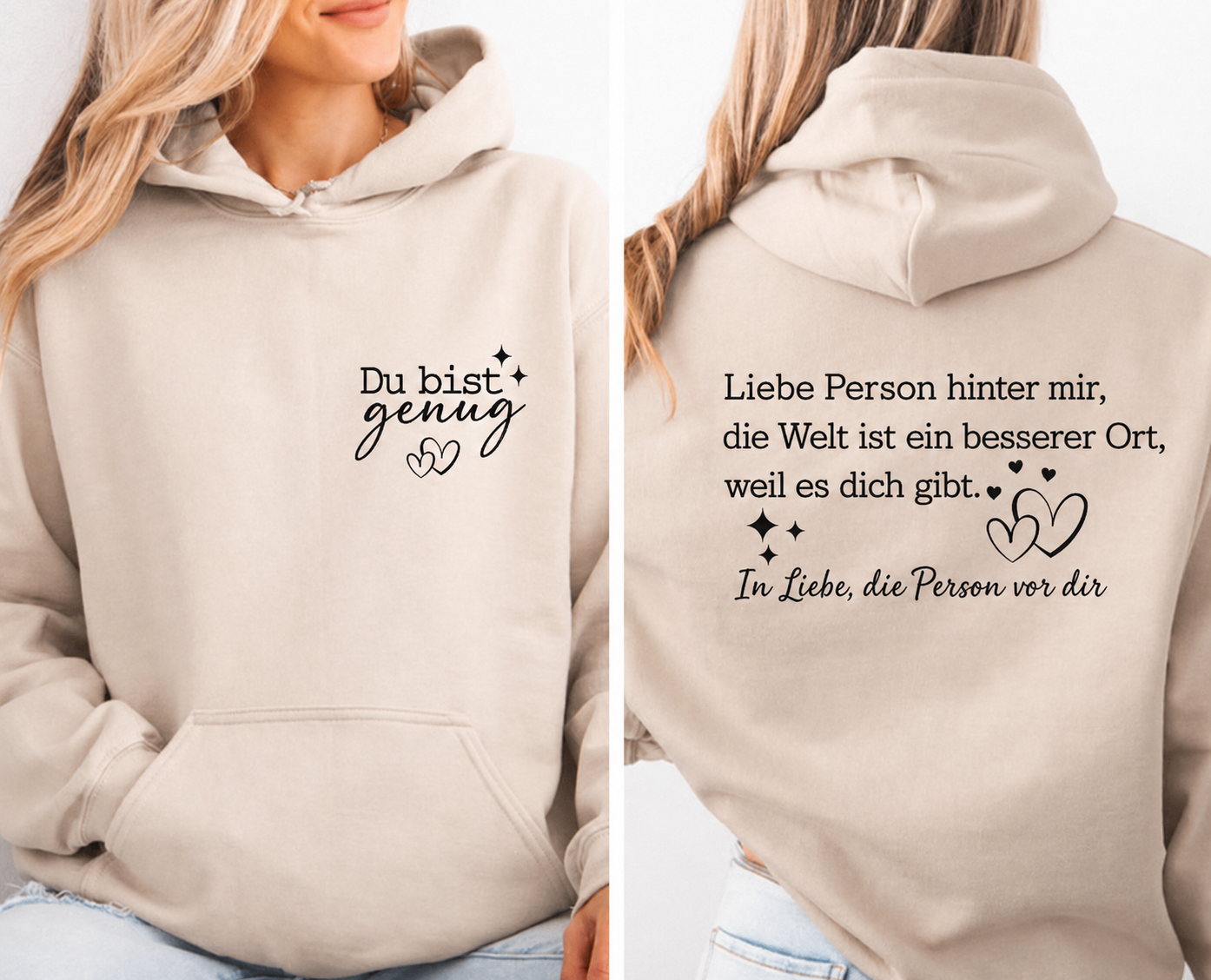 Du Bist Genug Hoodie - 100% Baumwolle ❤️